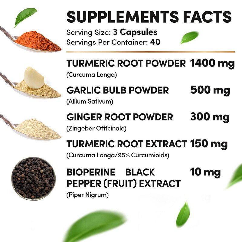 Turmeric Curcumin Capsules - Organic Complex Joint Health Support Supplement
