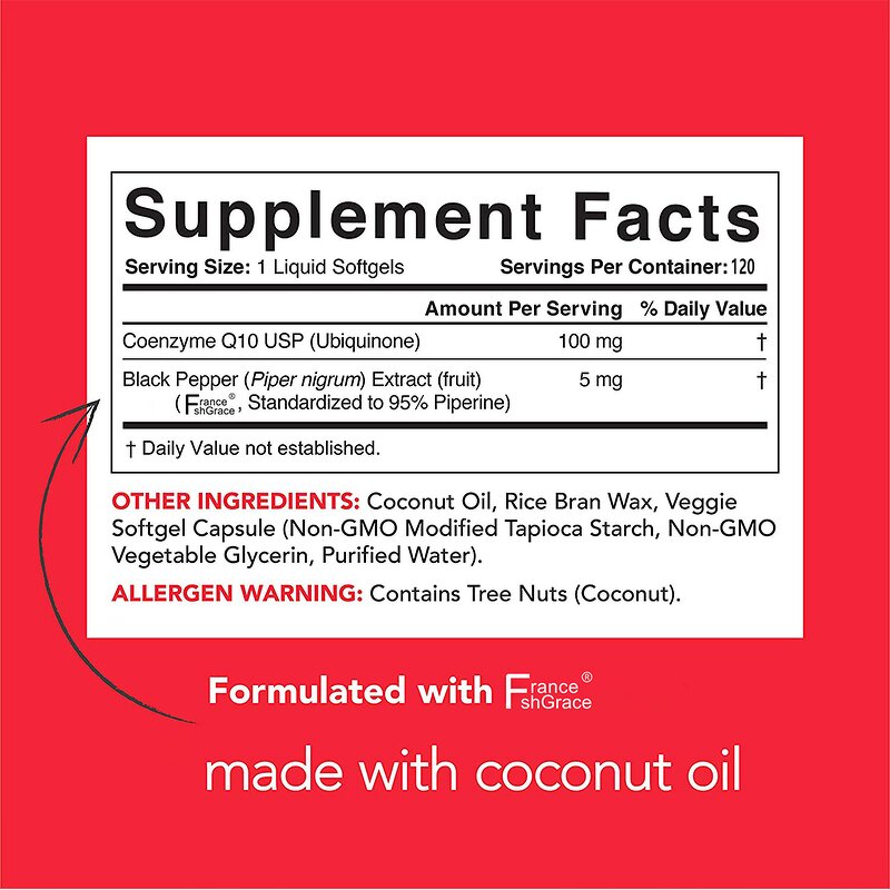 CoQ10 Softgels - 120 Count Plant Extracts Heart Function Support Supplement