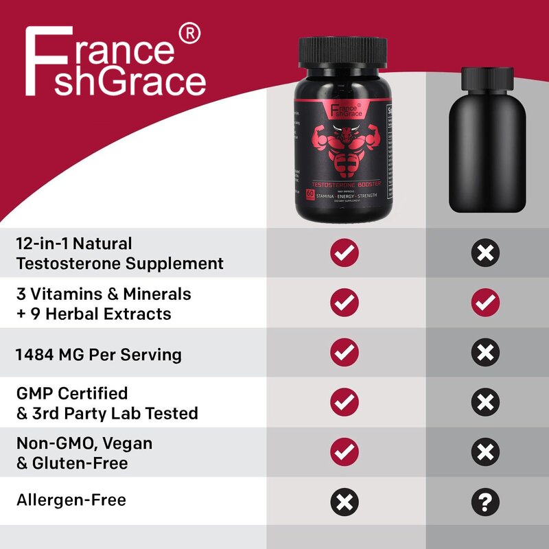 Herbal Energy Booster Capsules - Organic Male Support Health Dietary Supplement