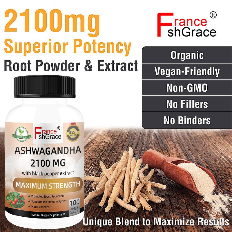 Ashwagandha Capsules - 2100mg Extra Strength Stress Relief Mood Support