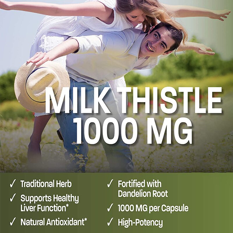 Milk Thistle Capsules - 1000mg Liver Heart Health Antioxidant Properties Support