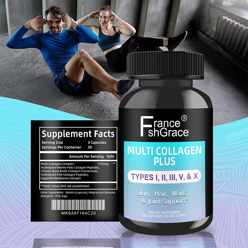 Multi Collagen Capsules - Hydrolyzed Biotin Vitamin C Hair Skin Nails 90 Count