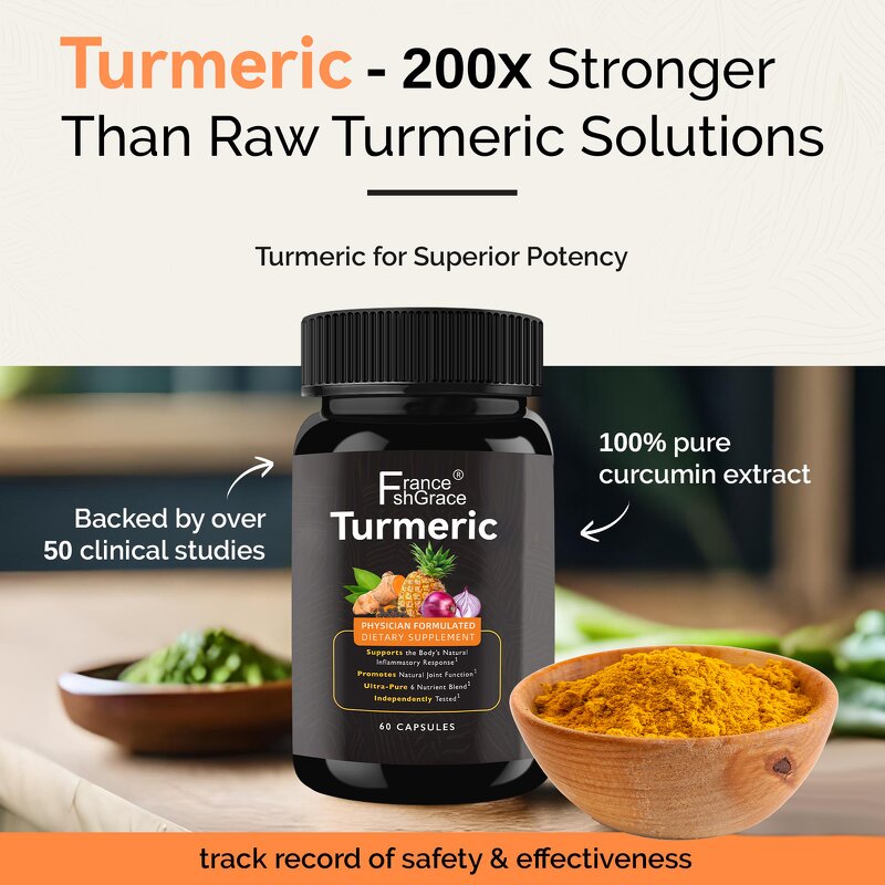 Turmeric Capsules - 60 Count Memory Brain Health Support for Men and Women