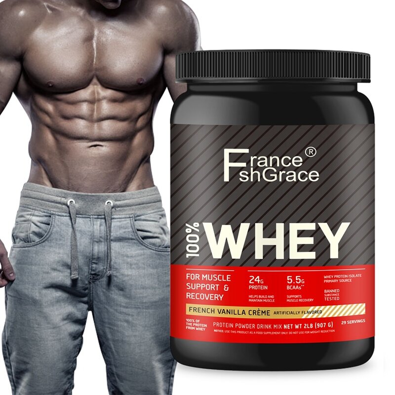 Whey Protein Powder - Vanilla Flavor Muscle Gain Non-GMO Gluten Free