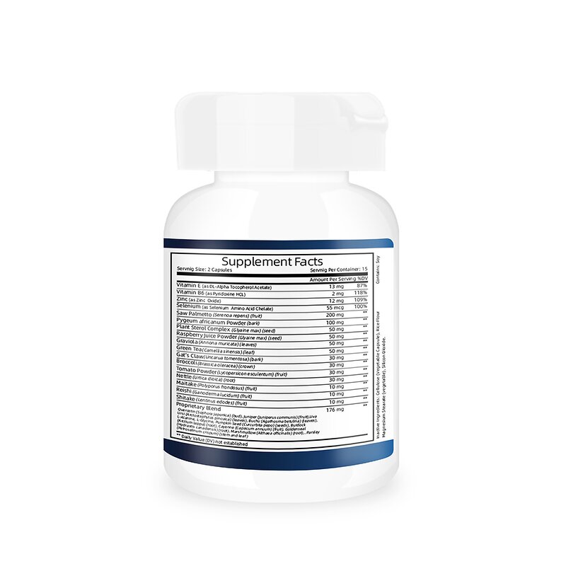 Prostate Capsules - Customized Herbal Extract Saw Palmetto Enhanced Support