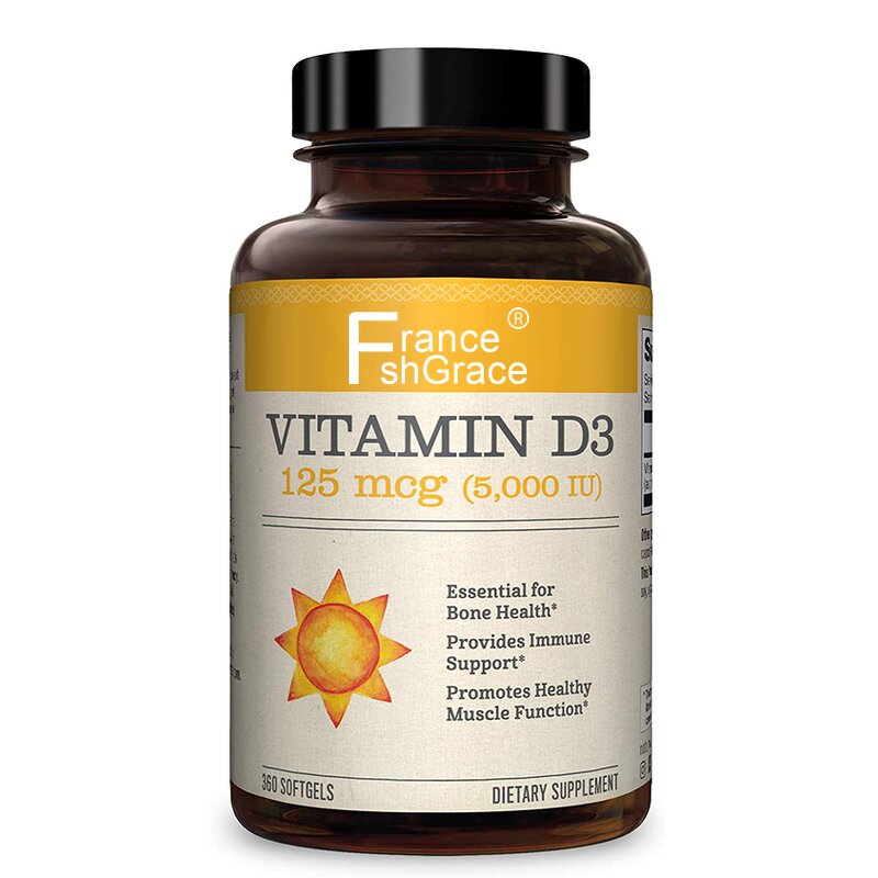 Vitamin D3 Softgels - 360 Count Bone Teeth Heart Immune Support Non-GMO