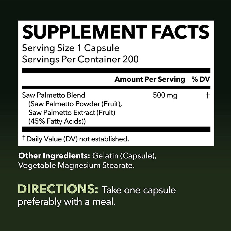 Saw Palmetto Capsules - Customized Prostate Hair Growth Support for Men