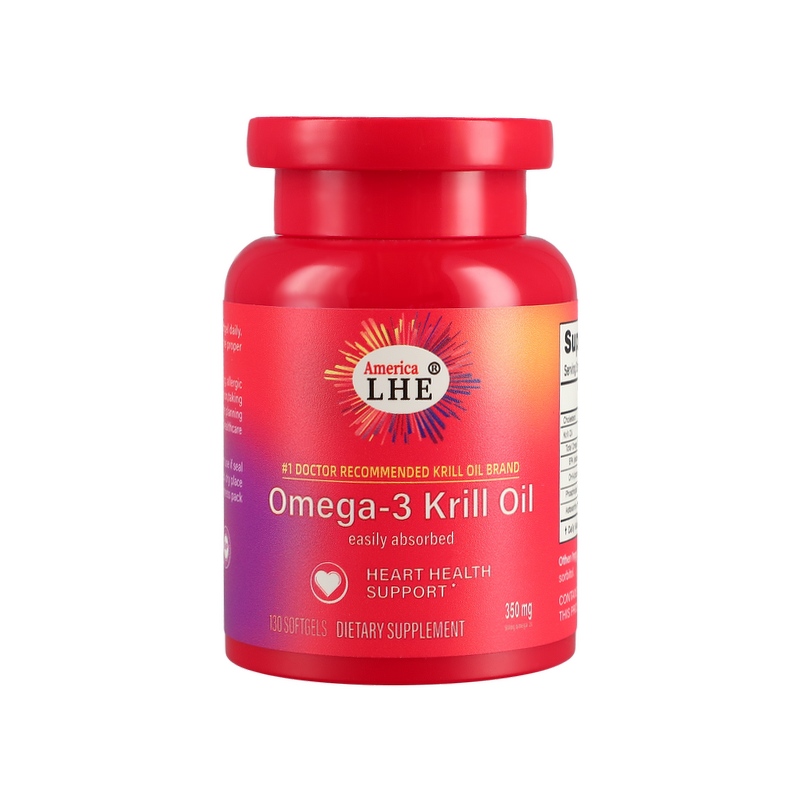 Krill Oil Softgels - 350mg Omega 3 130 Count Brain Function Support for Adults