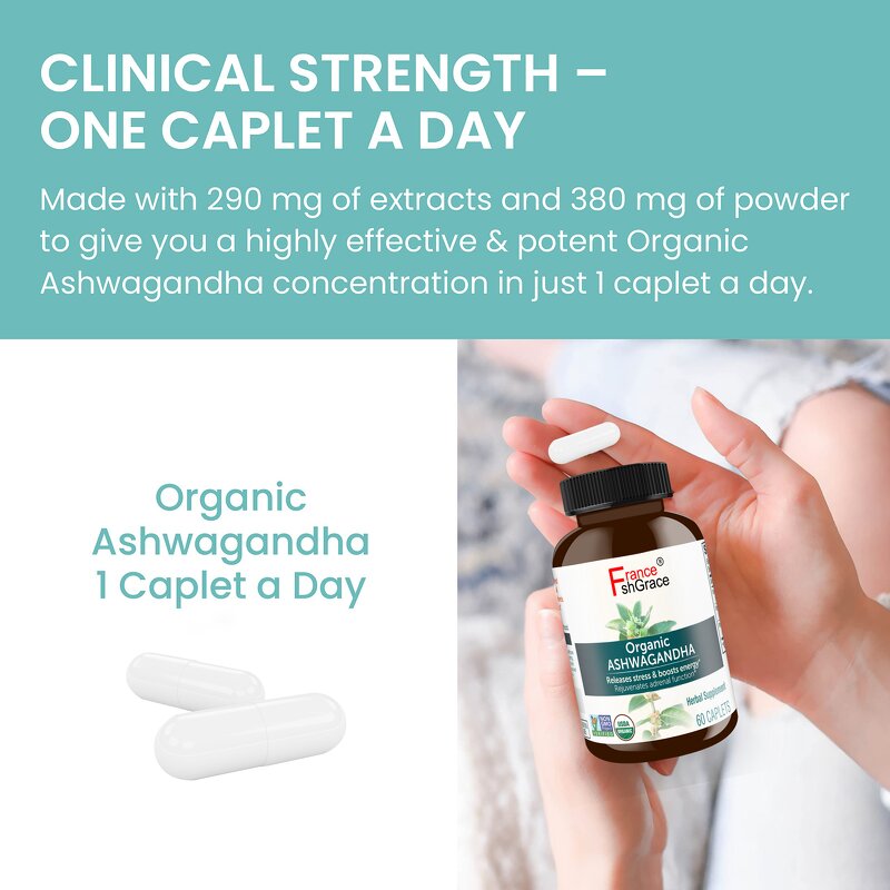 Ashwagandha Capsules - Organic with Black Pepper Stress Relief Sleep Support