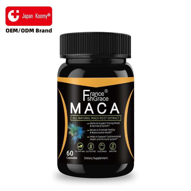 Maca Capsules - 60 Count Energy Mood Hormonal System Support Supplement