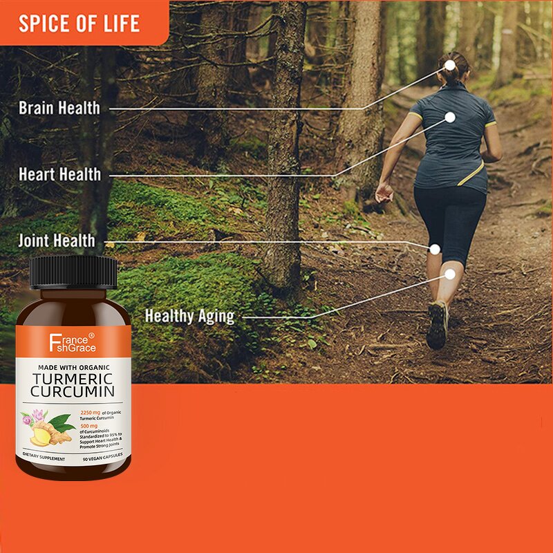 Turmeric Curcumin Capsules - Organic 90 Count Heart Health Joint Support