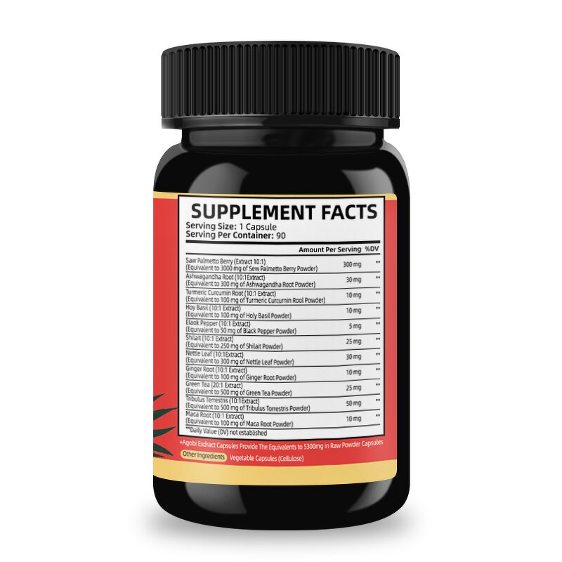 Saw Palmetto Prostate Capsules - with Ashwagandha Turmeric Tribulus Maca Green Tea