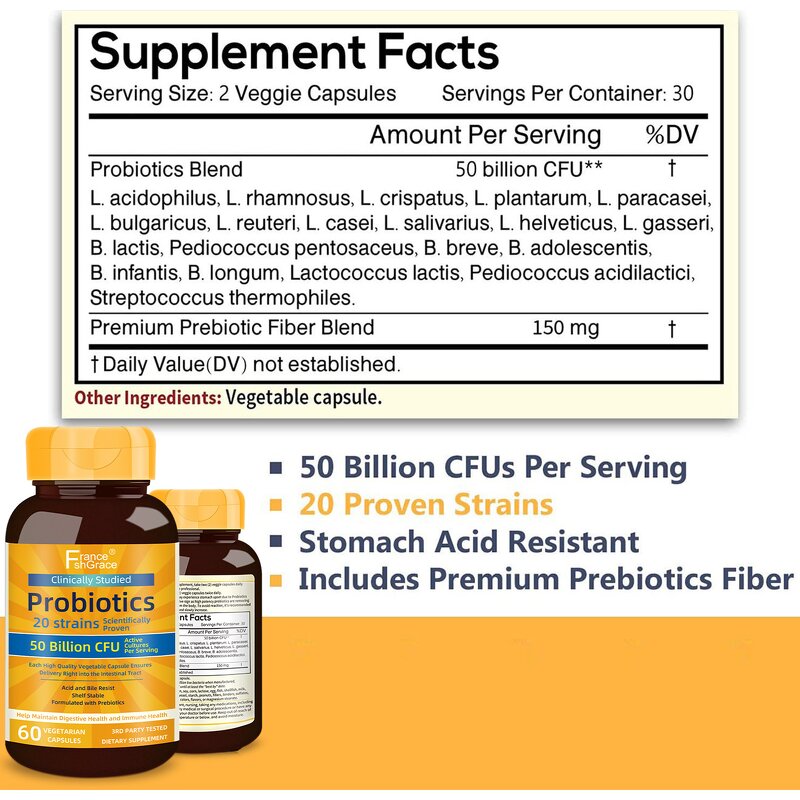 Probiotics Capsules - Immune Digestive Health Support for Women and Men