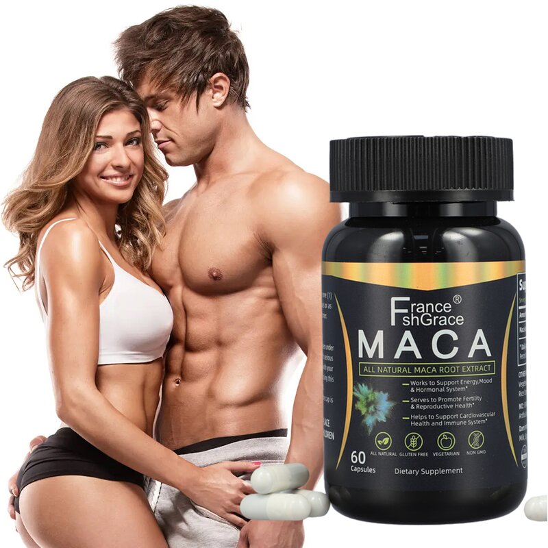 Maca Capsules - 60 Count Energy Mood Hormonal System Support Supplement