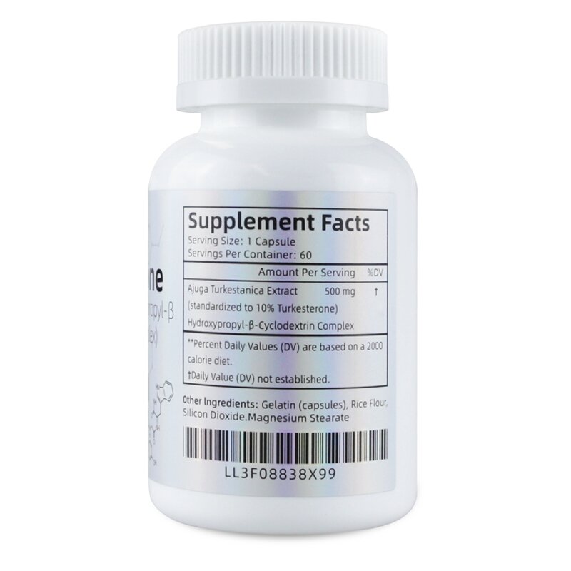 Turkesterone Capsules - Customized 60 Count Hydroxypropyl-B-Cyclodextrin Complex