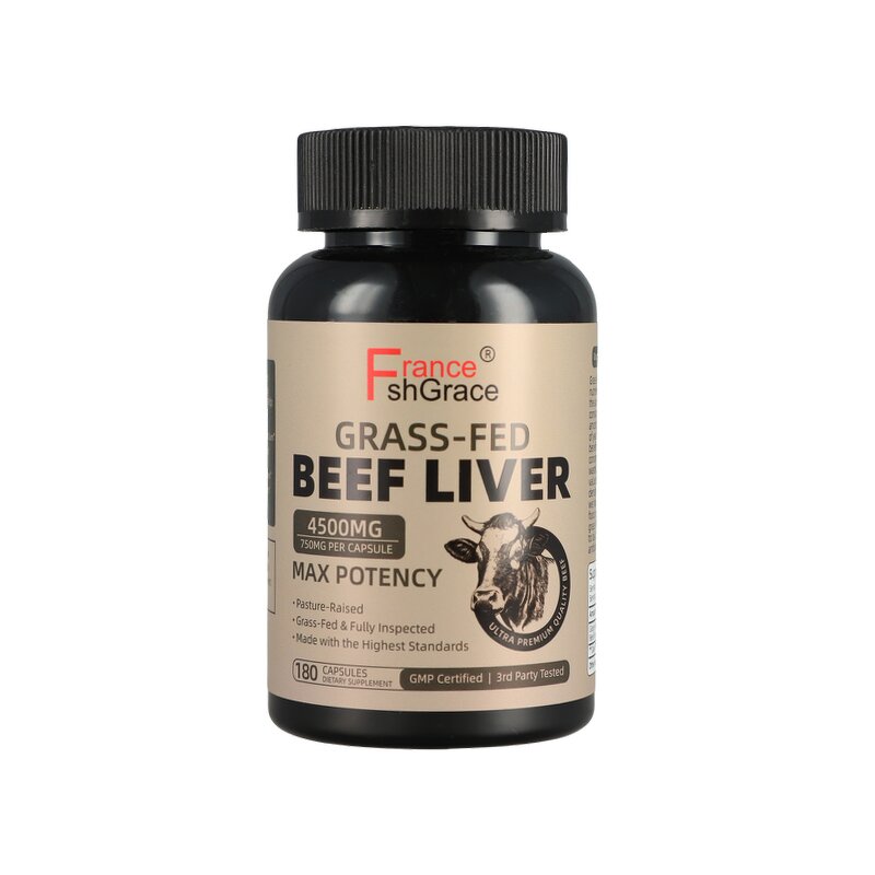 Grass Fed Beef Liver Capsules - Hormone CoQ10 Vitamins A B12 Adults Supplement