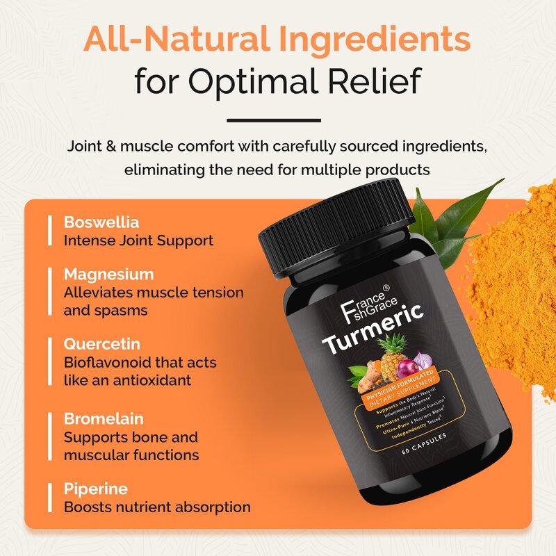 Turmeric Capsules - 60 Count Memory Brain Health Support for Men and Women