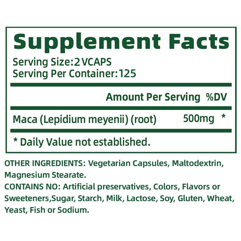 Maca Root Capsules - Mood Hormonal Balance Cardiovascular Immune Health Support