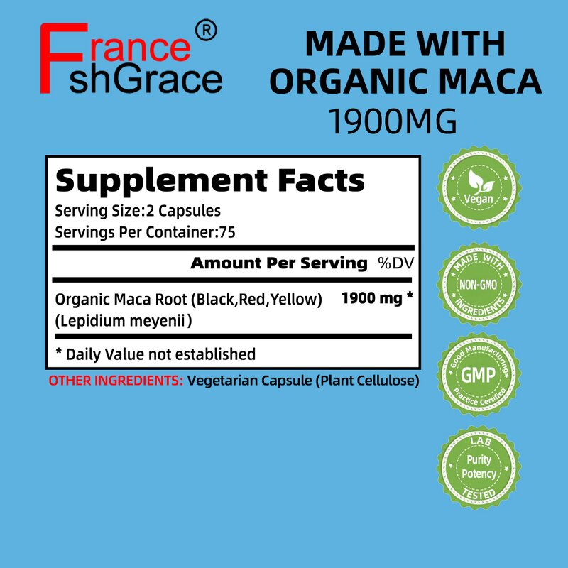 Maca Root Capsules - Customized 150 Gluten-Free Energy Support Organic Pills