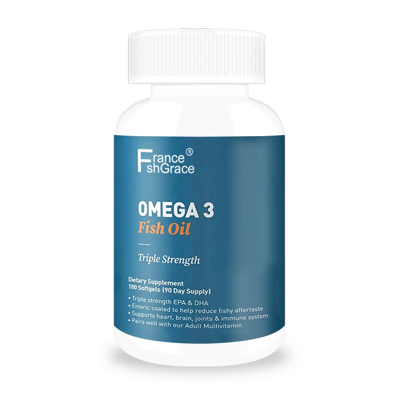 Omega 3 Fish Oil Softgels - Triple Strength 180 Count Heart Brain Immune Support