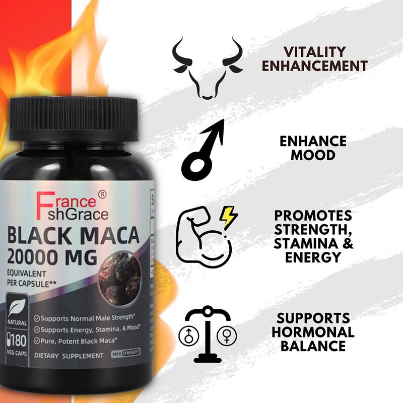 Peruvian Maca Root Capsules - Organic Black Maca Power Male Enhancement Pills