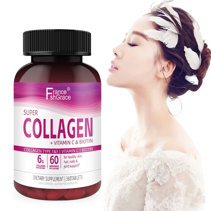 Collagen Tablets - 360 Count Vitamin C Hair Skin Nail Joint Support