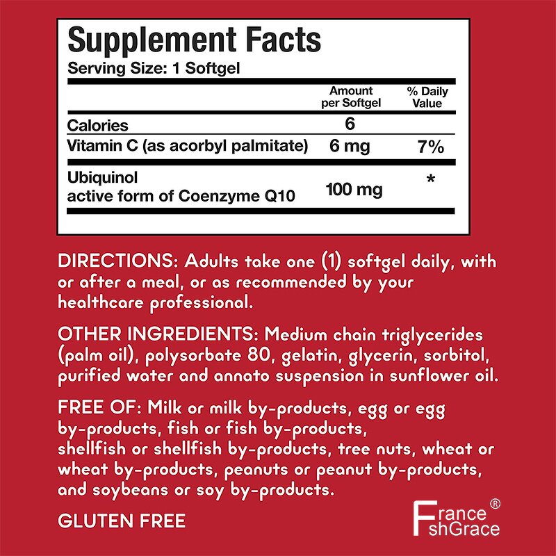 Ubiquinol Capsules - 100mg Organic CoQ10 Antioxidant Heart Health Support