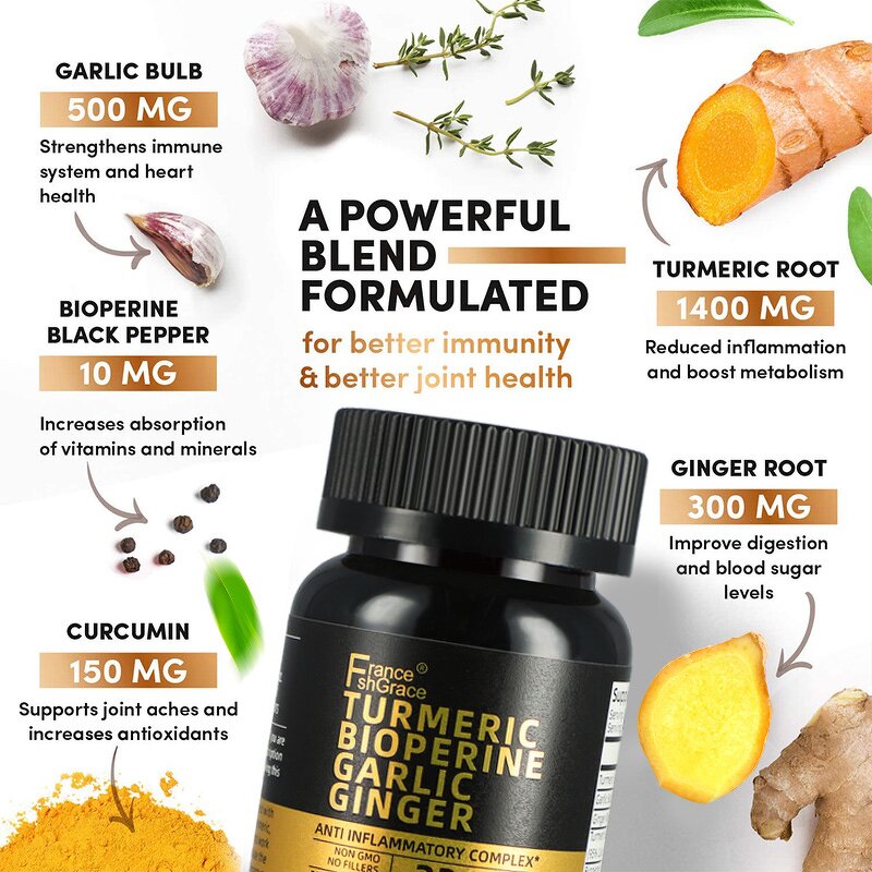 Turmeric Curcumin Capsules - Organic Complex Joint Health Support Supplement