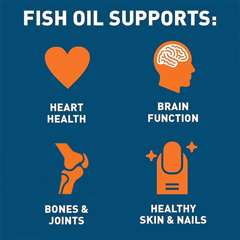 Omega 3 Fish Oil Softgels - Triple Strength 180 Count Heart Brain Immune Support