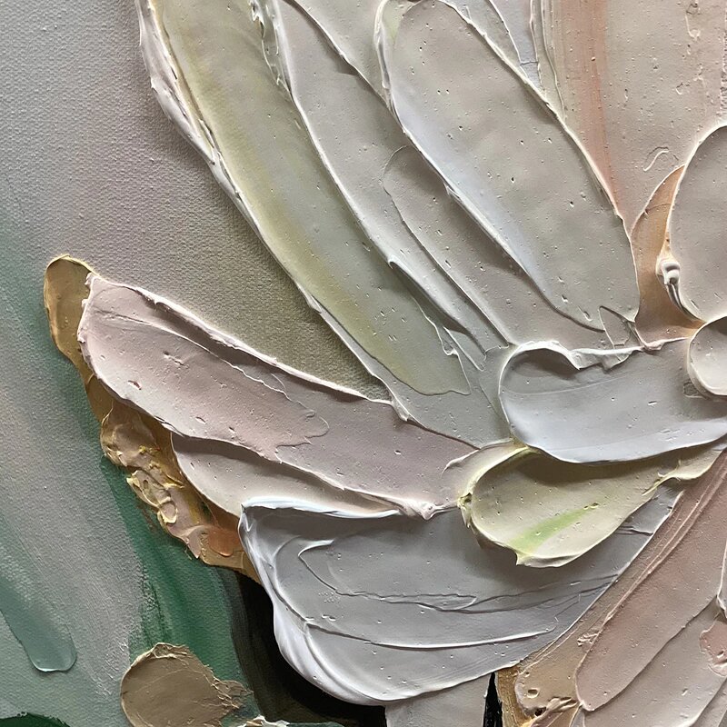 Wall Art Manufacturer - Blushing Blooms 3D Textured Still Life Impasto Palette Knife Vertical Canvas Abstract Acrylic