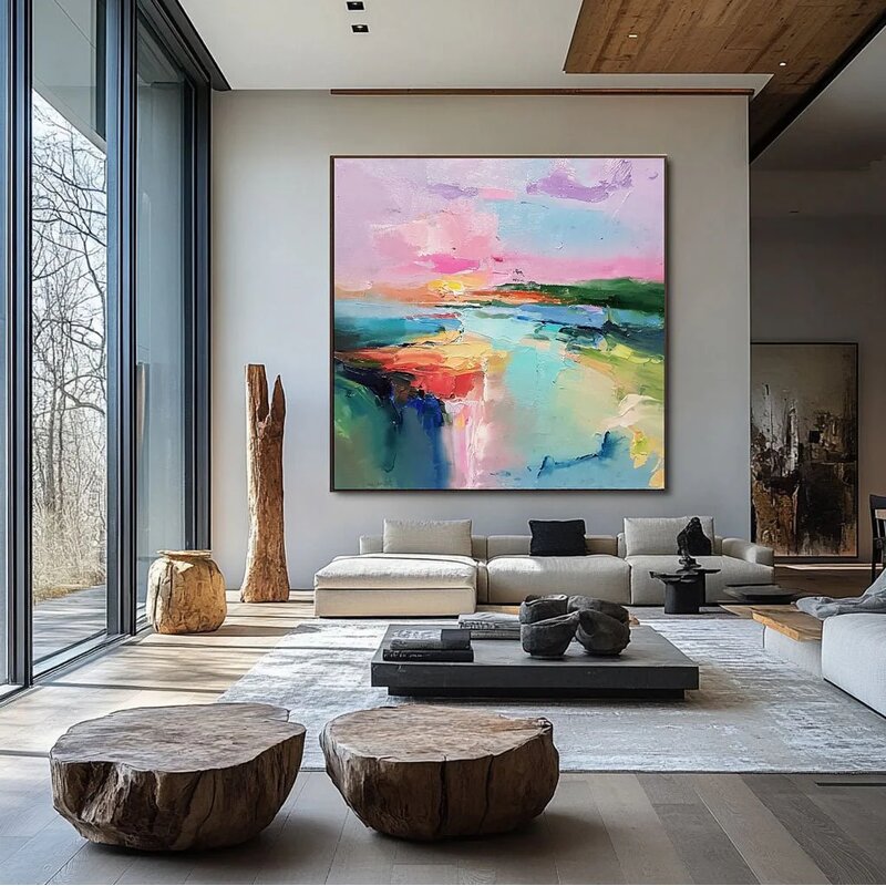 Oil Painting Manufacturer - Contemporary Textured Square Abstract Minimalist Fantasy Modern for Home and Gallery