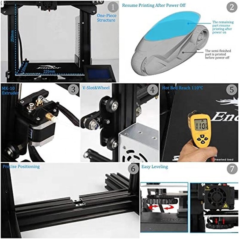 3D Printer Manufacturer - Ender-3 DIY Kit Large Size Mini with Resume Power Failure Feature 1-Year Warranty