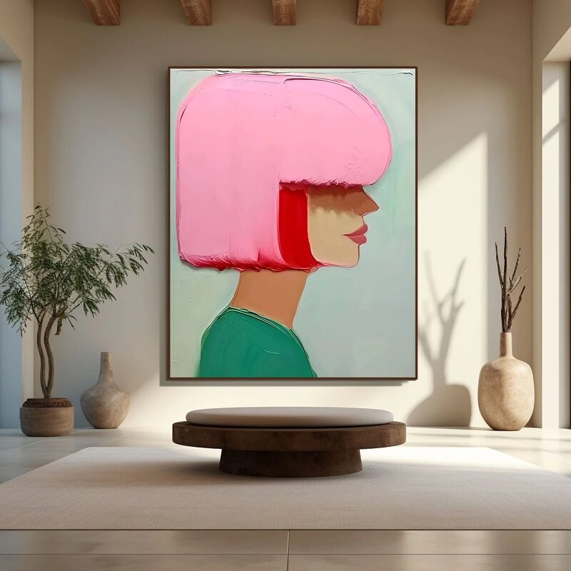 Wall Art Manufacturer - Large Pink Textured Colorful Abstract Acrylic Modern on Canvas Handcrafted for Home Gallery