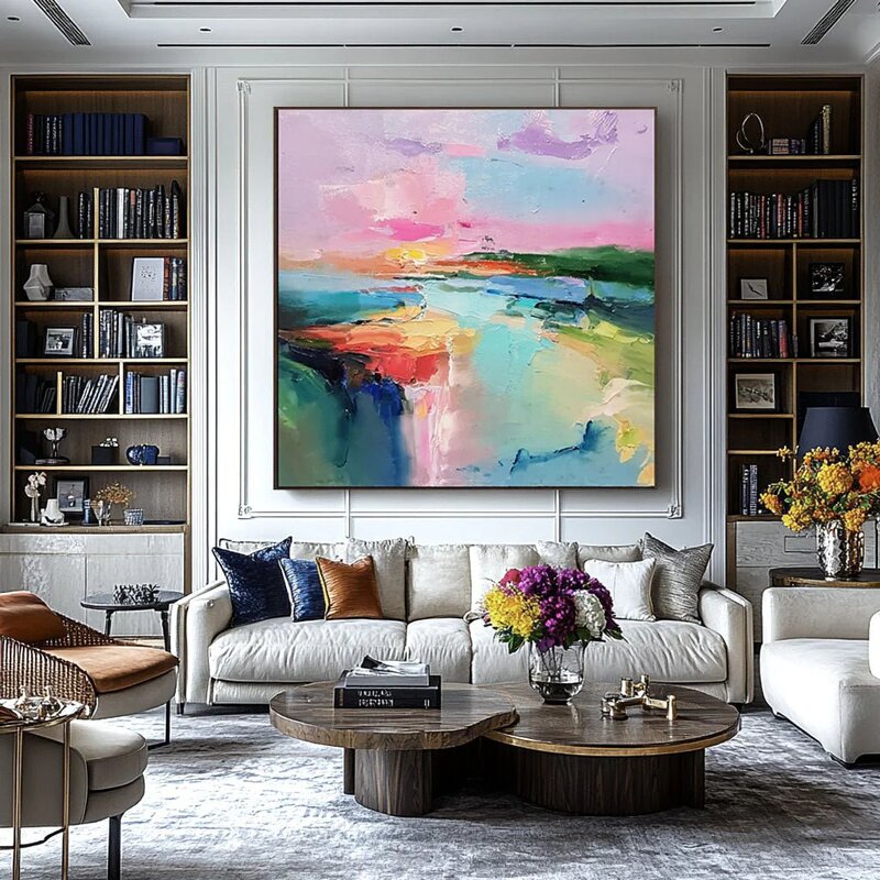 Oil Painting Manufacturer - Contemporary Textured Square Abstract Minimalist Fantasy Modern for Home and Gallery