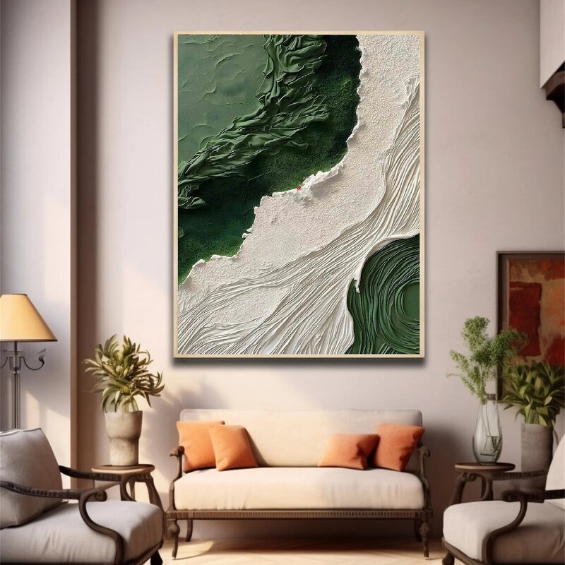 Canvas Wall Art Manufacturer - Custom Abstract Wabi Sabi Handmade 3D Texture Blue Watercolor