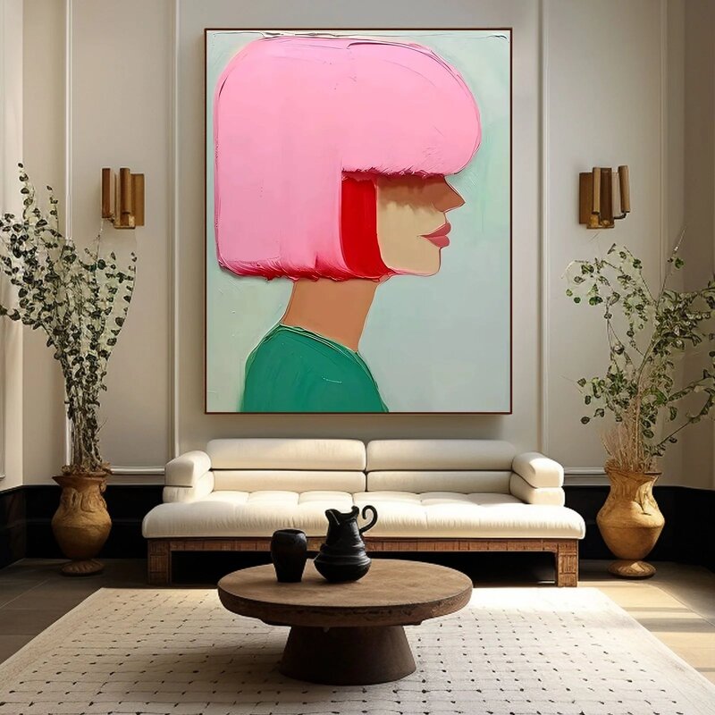 Wall Art Manufacturer - Large Pink Textured Colorful Abstract Acrylic Modern on Canvas Handcrafted for Home Gallery