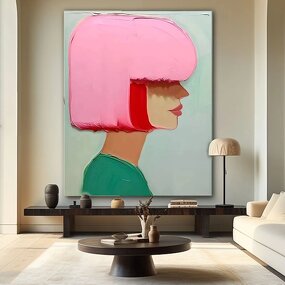 Wall Art Manufacturer - Large Pink Textured Colorful Abstract Acrylic Modern on Canvas Handcrafted for Home Gallery