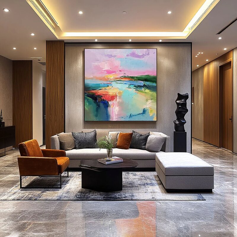 Oil Painting Manufacturer - Contemporary Textured Square Abstract Minimalist Fantasy Modern for Home and Gallery