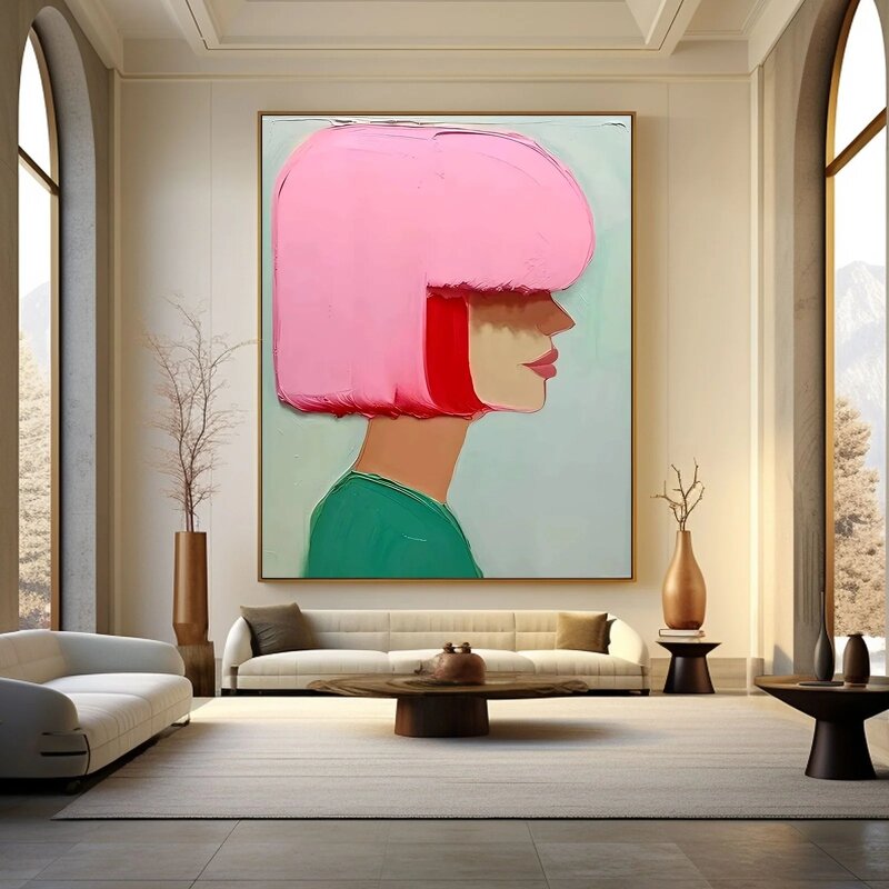 Wall Art Manufacturer - Large Pink Textured Colorful Abstract Acrylic Modern on Canvas Handcrafted for Home Gallery