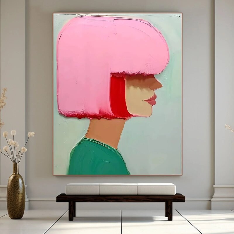 Wall Art Manufacturer - Large Pink Textured Colorful Abstract Acrylic Modern on Canvas Handcrafted for Home Gallery