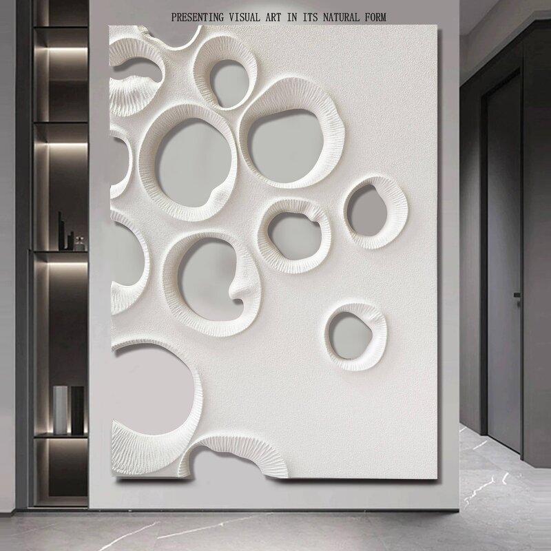 Wall Art Manufacturer - Minimalist Abstract Handmade Gypsum Acrylic White Modern 3D Unique Housewarming Gift