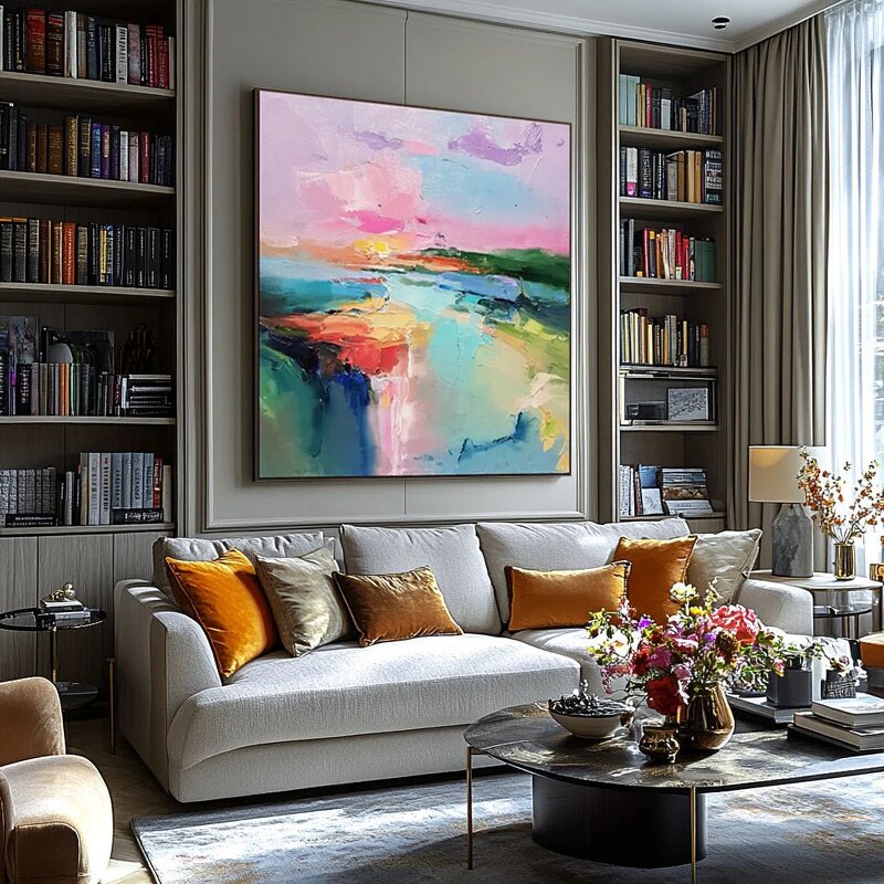 Oil Painting Manufacturer - Contemporary Textured Square Abstract Minimalist Fantasy Modern for Home and Gallery