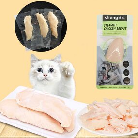 Chicken Treat Cat Snack Manufacturer - Low Fat Steamed Natural Meat Pet Treat Slices