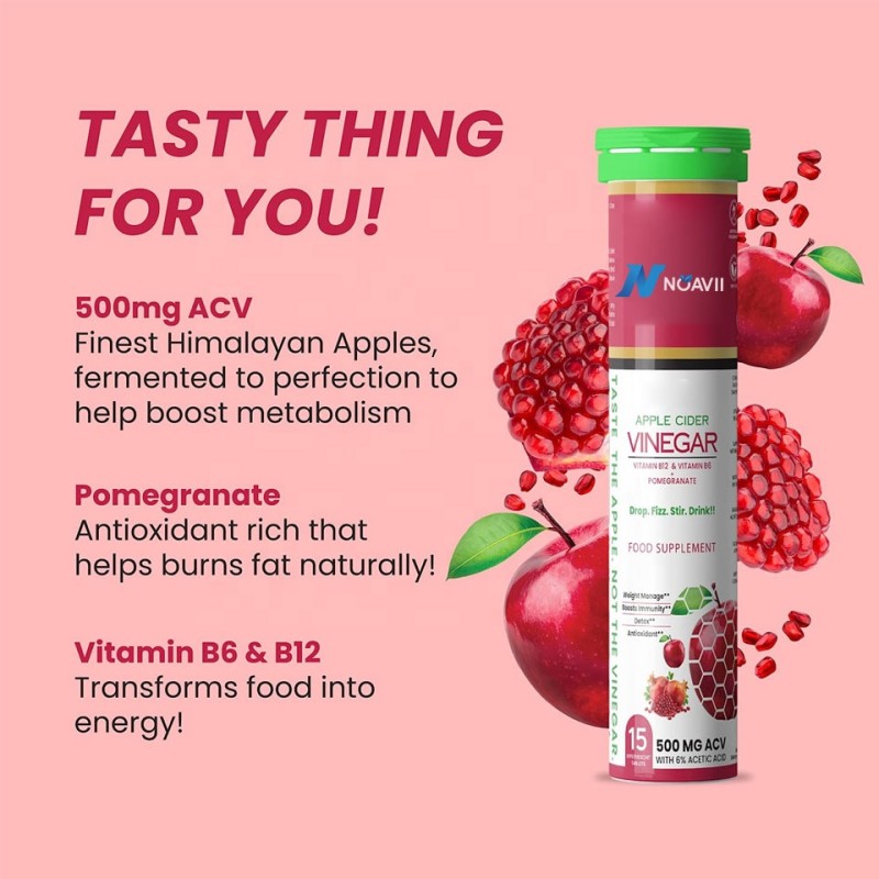 Apple Cider Vinegar Tablets Manufacturer - Private Label Support 15 Effervescent Promote Digestion