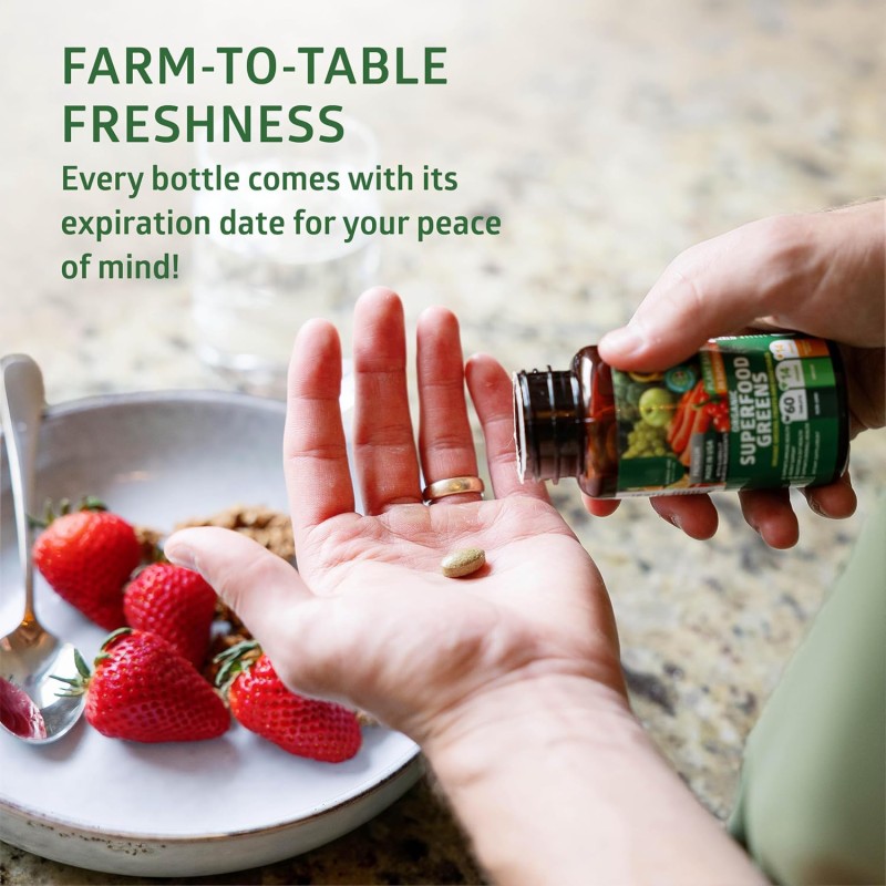 Superfood Greens Tablets Factory - Organic Fruit Veggie Supplement with Alfalfa Ginger Energy