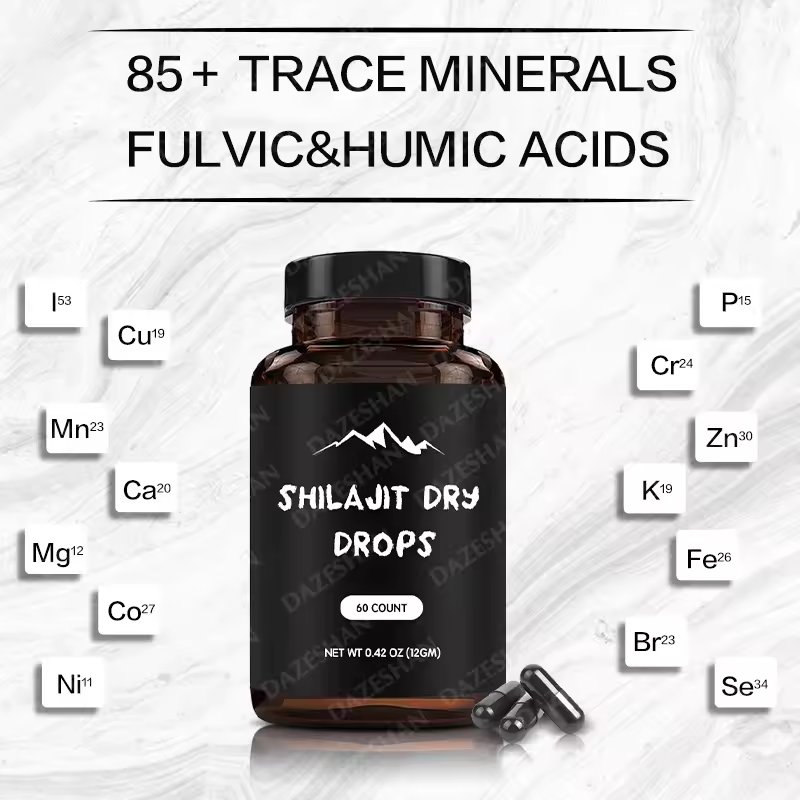 Shilajit Capsules Manufacturer - Rich in Humic Acid 85 Minerals Enhance Male Strength Himalayan