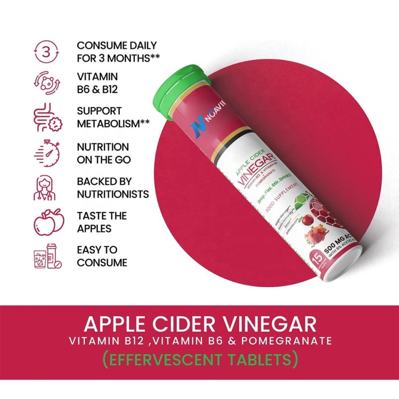 Apple Cider Vinegar Tablets Manufacturer - Private Label Support 15 Effervescent Promote Digestion