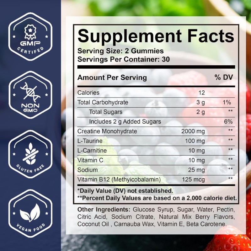 Energy Gummies Factory - OEM Food Supplements Vitamin Creatine Monohydrate Private Label