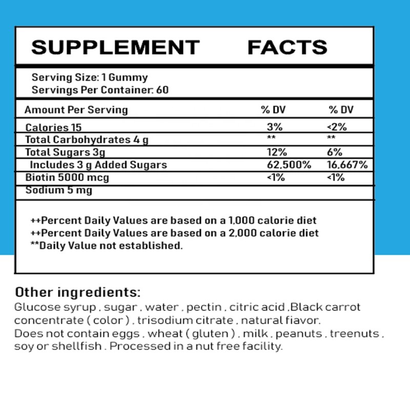 Kids Biotin Gummies Factory - 5000mcg Natural Flavor for Hair and Nails Growth Vitamin