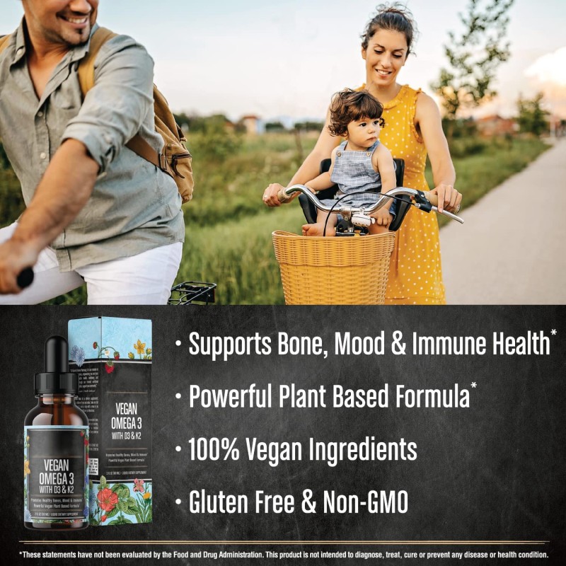 Vegan Omega 3 Drops Factory - with Vegetarian D3 K2 EPA DHA Fatty Acids Plastic Bottles Oral